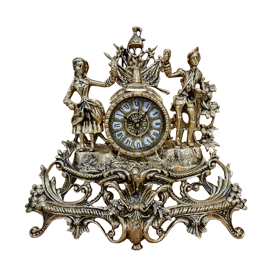 Часы каминные &quot;Пиршество&quot; 35х36х15см (бронза, золото) Португалия