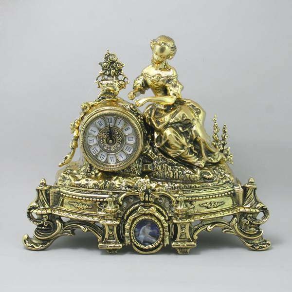 Часы каминные итальянские "Дама с цветами" (золото)