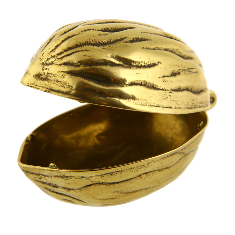 Шкатулка "Грецкий орех" 10х7см (латунь, золото) Италия