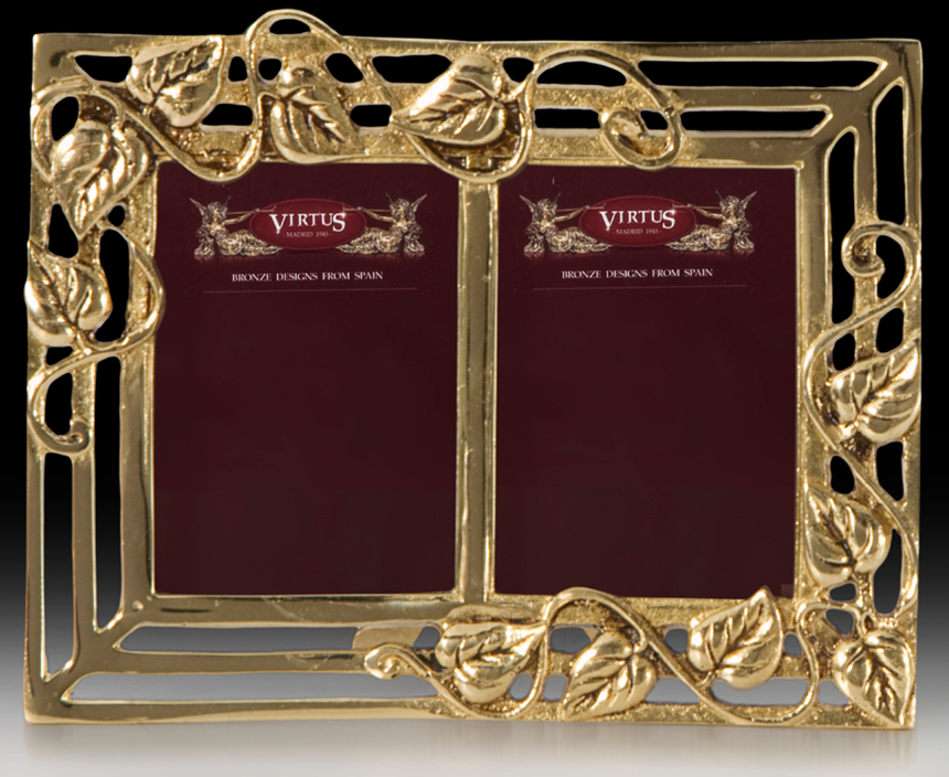 Рамка для фотографий двойная Листья 13х16 см (бронза, золото) Испания