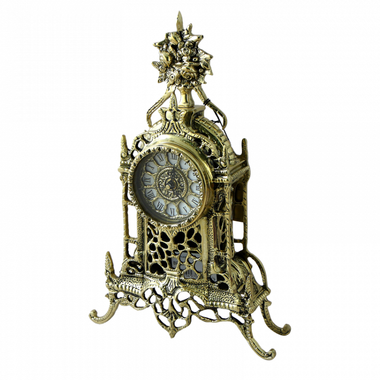 Часы каминные "Букет" 38x24x10см (бронза, золото) Португалия
