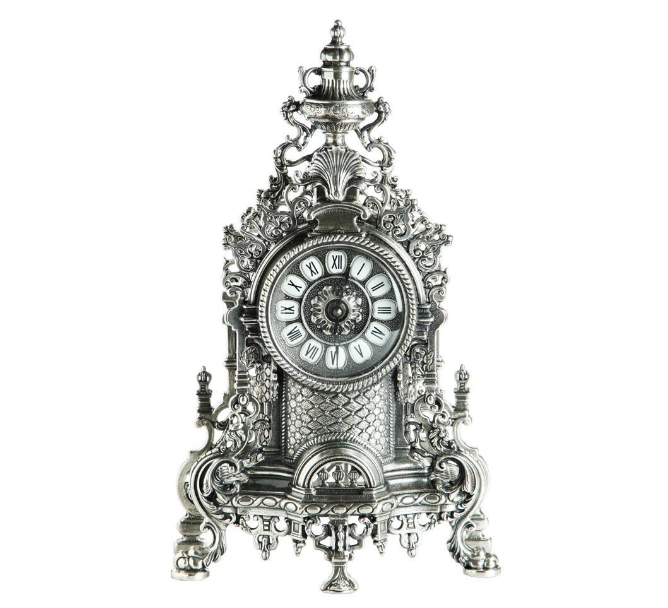 Каминные часы &quot;Версаль&quot; 42см с канделябрами 41см (латунь, серебро) Италия