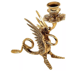 Подсвечник настольный "Золотой Дракон" 17х20см (латунь, золото) Италия