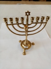Подсвечник еврейский "Ханукия mini" на 9 свечей h18х15х9см (латунь, золото) Италия