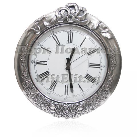 Часы настенные "Букет цветов" 31х34см (латунь, серебро) Италия