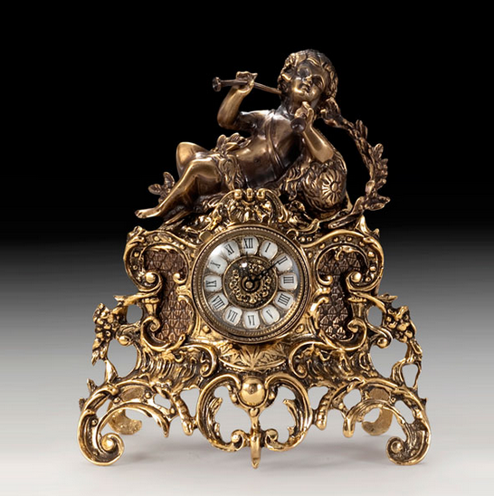 Часы каминные "Пастушок" (бронза, золото/антик комбинированная) Испания