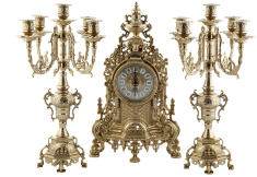 Каминные часы "Версаль" 42см с канделябрами 41см (латунь, золото) Италия