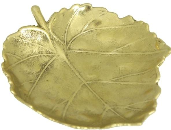 Тарелка для мелочей, конфетница &quot;Виноградный лист&quot; 13х11см  (латунь, золото) Италия Bugatti