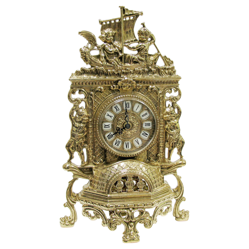 Часы каминные фасадные &quot;Амуры&quot; 40х24х13см (латунь, золото) Италия