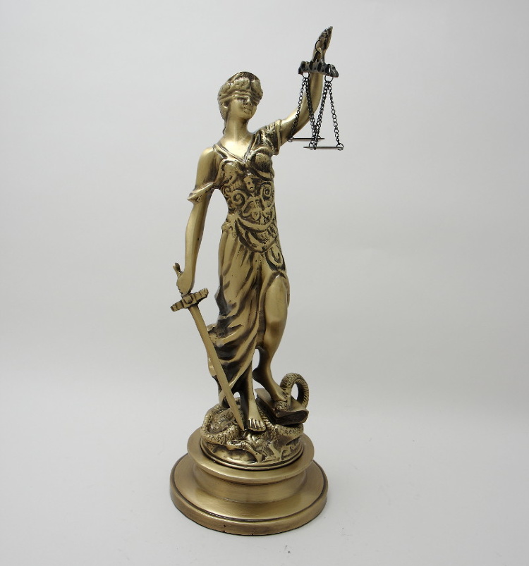 Статуэтка "Богиня правосудия Фемида" h40х14х14см (бронза, антик) Португалия