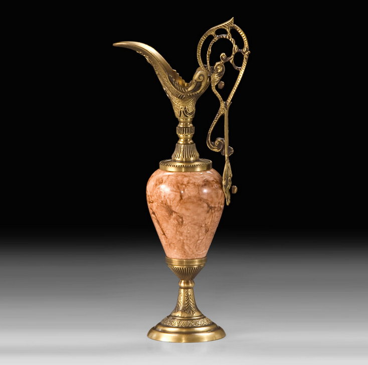 Кувшин бронзовый с эмалью под розовый мрамор 37 см (золото) Испания 
