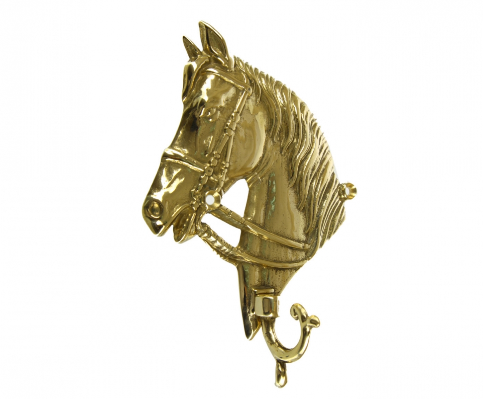 Вешалка настенная для одежды &quot;Лошадь&quot; 20,5х14см правая (латунь, золото) Италия