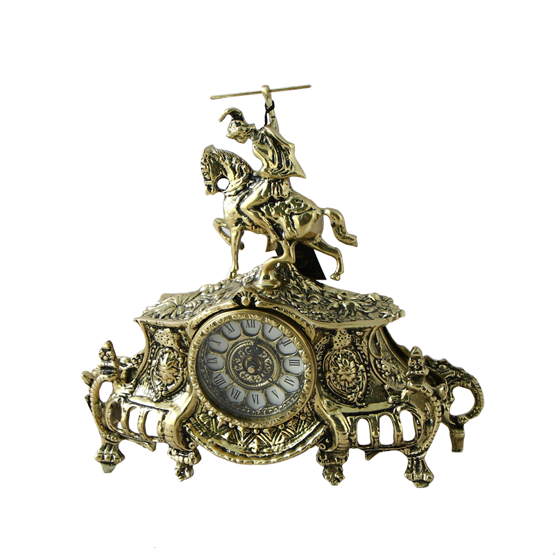 Часы каминные бронзовые &quot;Победитель&quot; 30x33x11см (бронза, золото) Португалия
