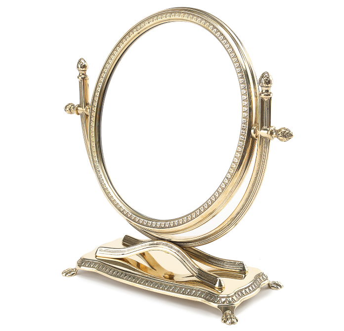 Зеркало настольное двухстороннее "Милано" увеличение 5х, 29х30см (латунь, золото) Италия
