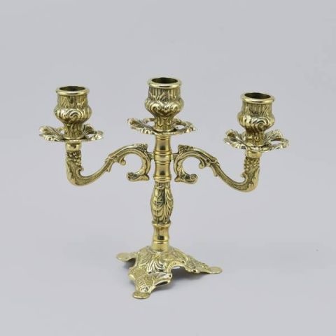 Канделябр на 3 свечи "Трилистник" (золотая латунь)