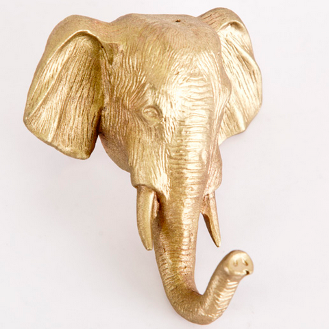 Вешалка-крючок "Голова слона" h6,4х5,5х3см (бронза, золото)