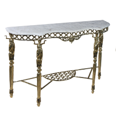Консольный столик "Луиджи" 83x113x34см с мраморной столешницей (бронза, золото) Португалия