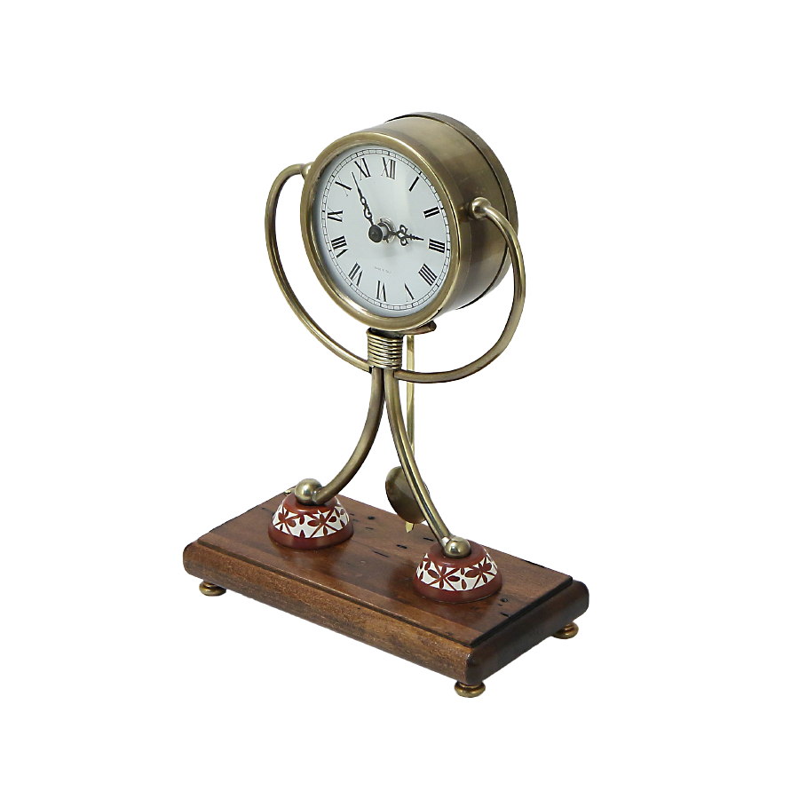 Часы настольные с маятником 28х20х10 см (латунь, дерево) Италия Capanni 