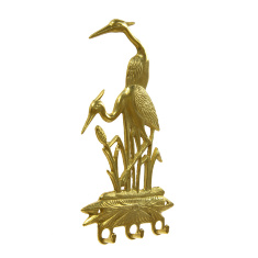 Ключница настенная "Две цапли" 20х11см (латунь, золото) Италия