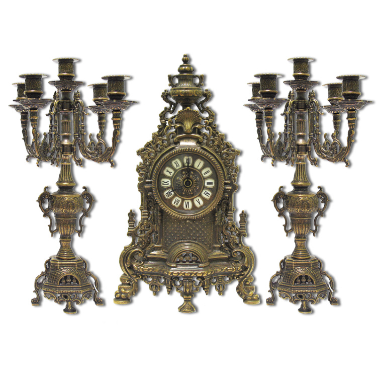 Набор каминных часов с двумя канделябрами "Лигурия" (антик)