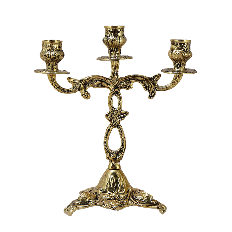Канделябр бронзовый  на 3 свечи 24х22х12 см (Золото) Португалия