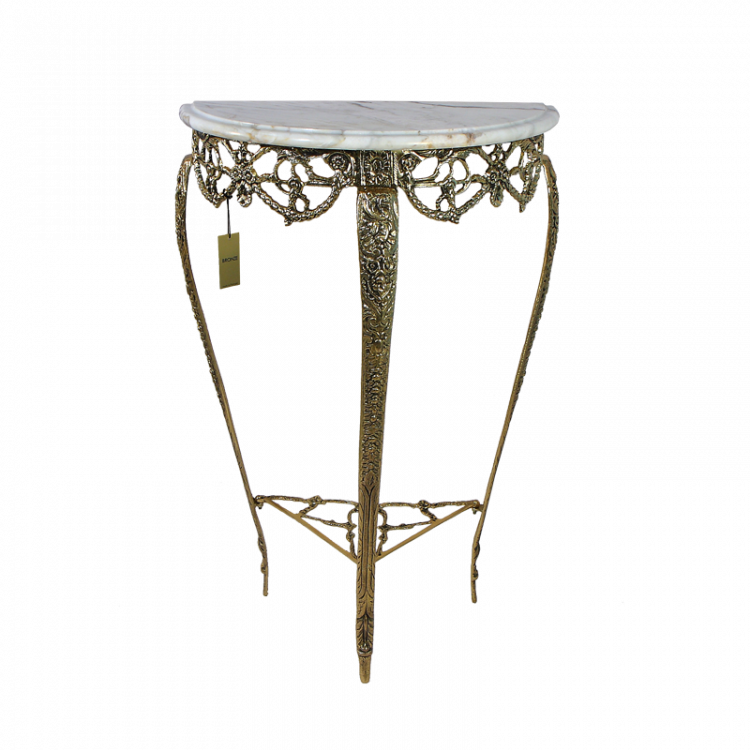 Консольный столик "Педру IV" 80х53х27см c мраморной столешницей (бронза, золото) Португалия