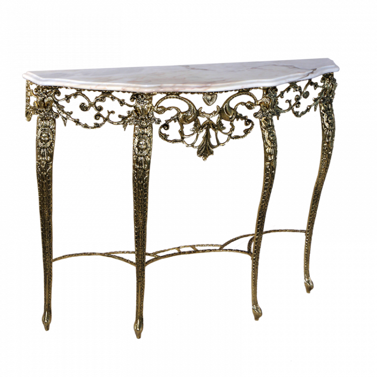 Консольный столик "Монте-Реал" 84х108х30см с мраморной столешницей (бронза, золото) Португалия