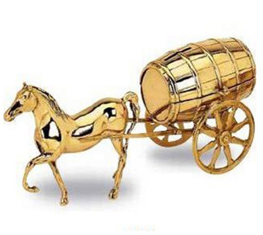  Статуэтка-копилка &quot;Лошадь с бочкой&quot; 14х30см (латунь, золото) Италия