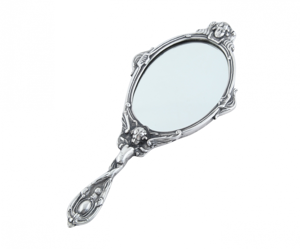 Зеркало ручное &quot;Серебряные ангелы&quot; 29х13см (латунь, серебро) Италия