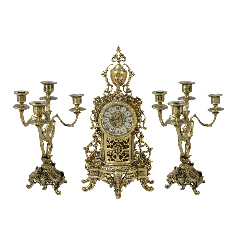 Часы каминные с канделябрами &quot;Клод&quot; (бронза, золото) Португалия  