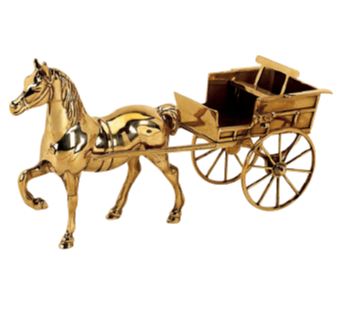 Статуэтка "Лошадь с двуколкой" 14х26,5см (латунь, золото) Италия