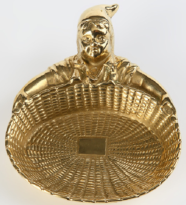 Корзинка для мелочей, конфетница 14х11см (латунь, золото) Италия