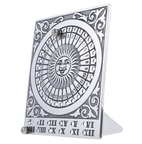 Календарь настольный "Гелиос" 12х14,5 (латунь, серебро) Италия