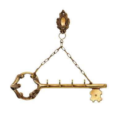 Ключница настенная на цепочке &quot;Золотой Ключик&quot; 6,5х22см (латунь, золото) Италия